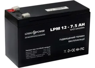 LPM 12-7.5 AH LogicPower Акумуляторна батарея свинцево-кислотна, 12В/7.5Аг