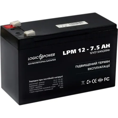 LPM 12-7.5 AH LogicPower Акумуляторна батарея свинцево-кислотна, 12В/7.5Аг