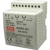 DR-4512 Mean Well AC/DC преобразователь на DIN рейку; 45Вт, 12В, 3.5А