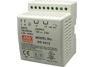 DR-4512 Mean Well AC/DC преобразователь на DIN рейку; 45Вт, 12В, 3.5А