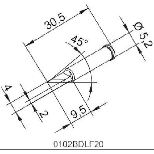 Ersa 102BDLF20 Жало для паяльника, ножевидное 2 мм