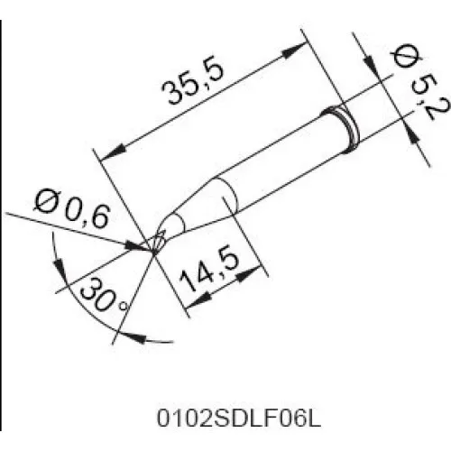 Ersa 102SDLF06L Жало для паяльника изогнутое, "конус" 0.6 мм