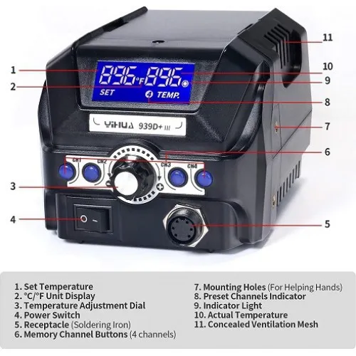 YH-939D+ III YiHua Паяльная станция антистатическая с регулировкой температуры